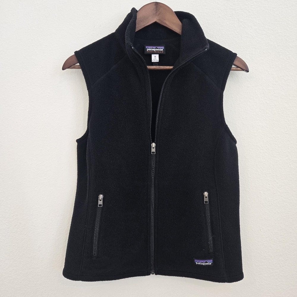 Patagonia Womens‎ Classic Synchilla Black blue vest size medium